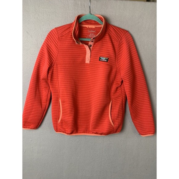 L.L. Bean Tops - L.L. BEAN Airlight Pullover Woman Size MP Coral Snaps Kangaroo Pocket Athleisure